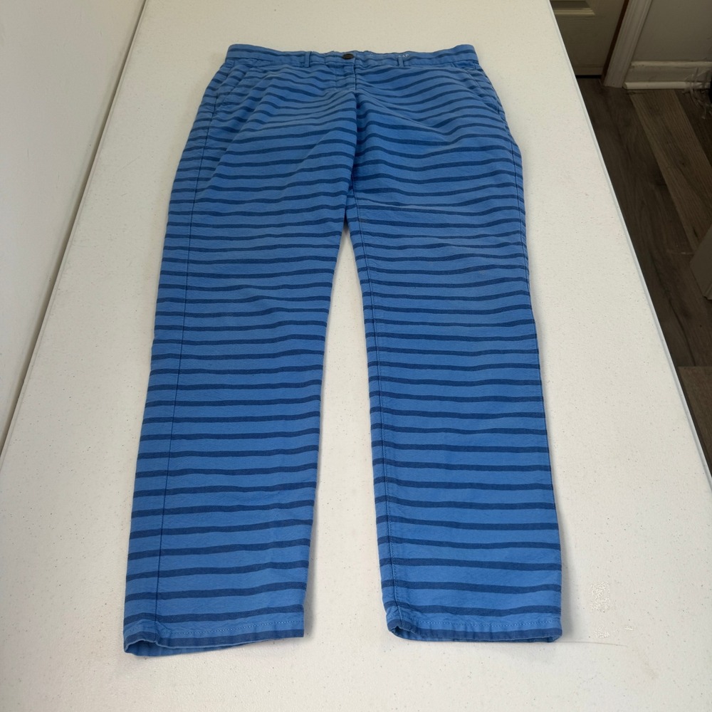 Gap Broken-In Straight Blue Striped Khakis Pants Womens‎ Size 6 Nautical Coastal